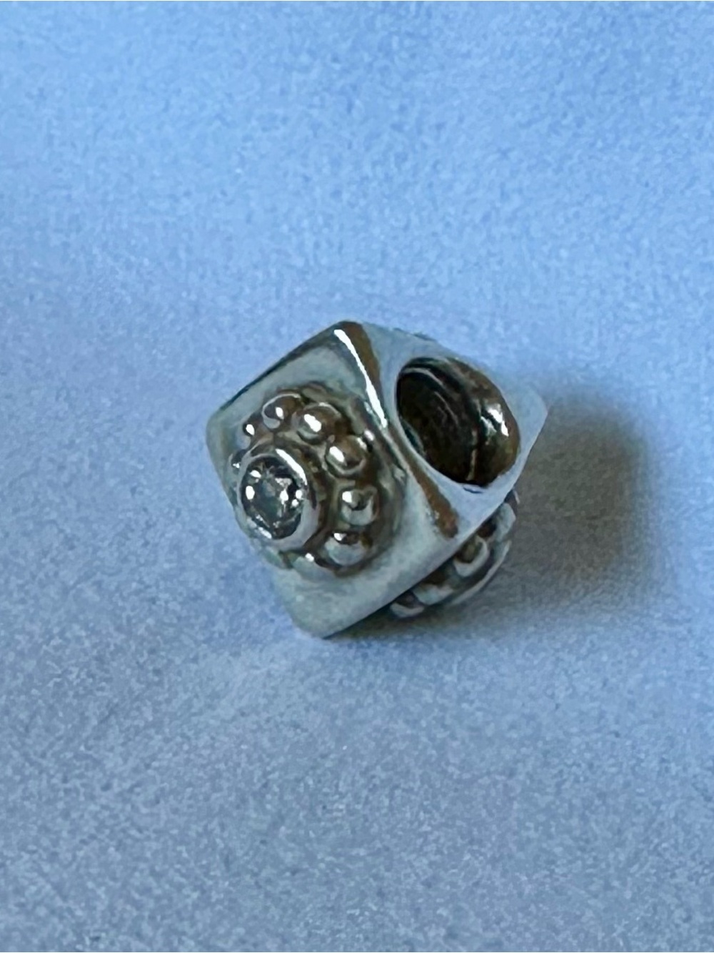 Retired Pandora Dotted Flower Triangle Charm